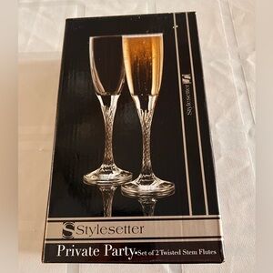 Style Setter Private Party Twist Stem Flutes, Set of 2